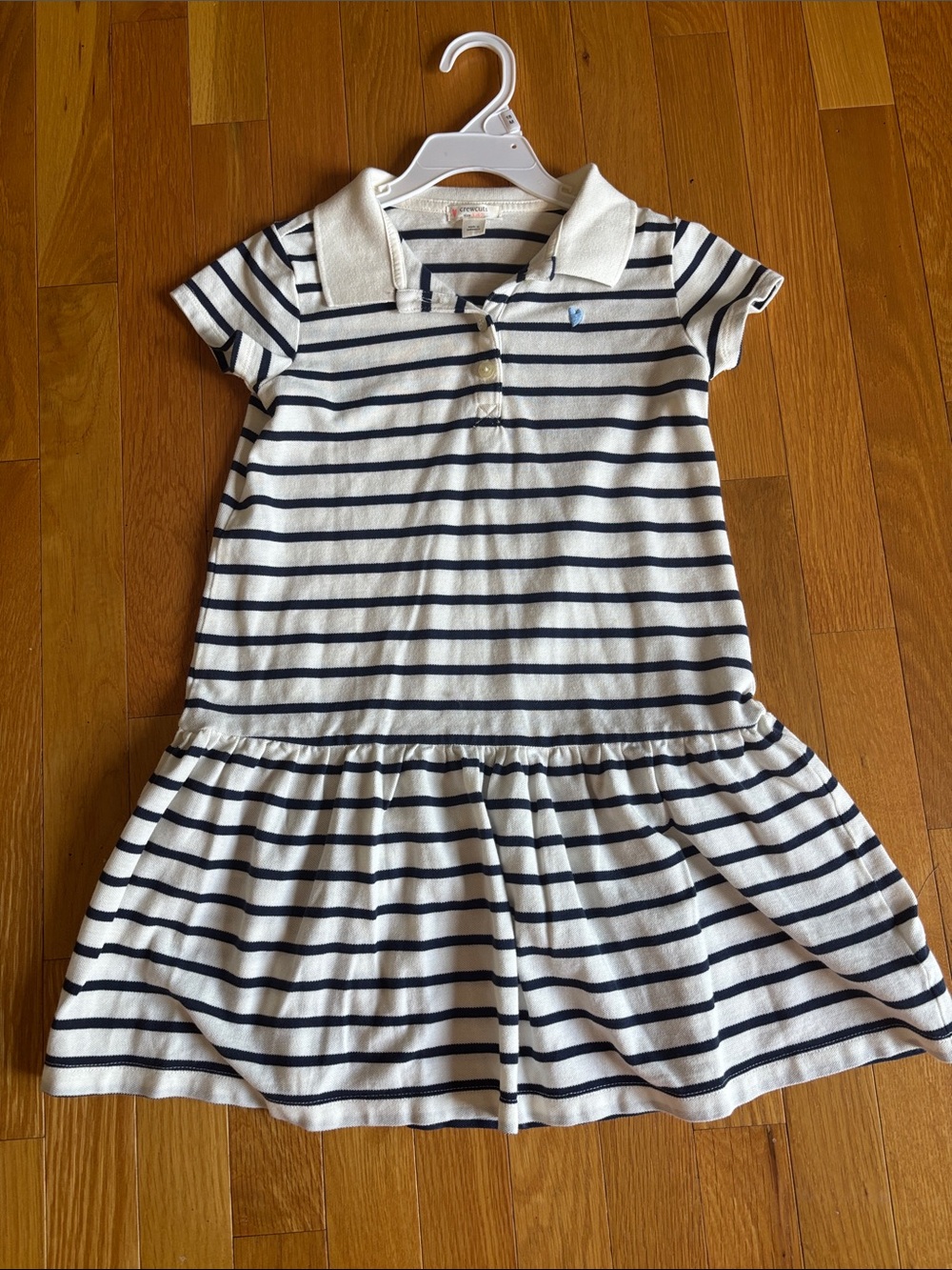 J. Crew Girls' White and Navy Striped Polo Dress